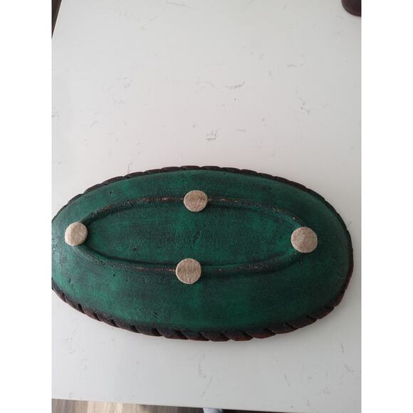 Handmade Mexican Emerald green with brown rope twisted Edge ceramic Bowl platter - Picture 4 of 4